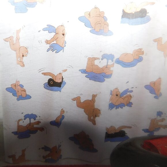 Rare Sealskin Vinyl White w Nude Naked Men Swimming SPLASH Shower Curtain NEW - Picture 1 of 8